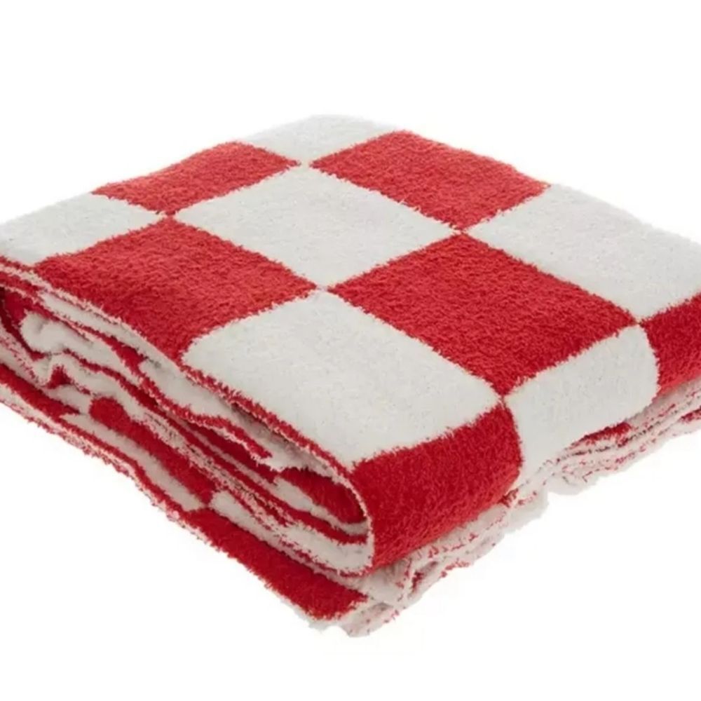 New Red White Checkerboard Throw Blanket 60"×50"